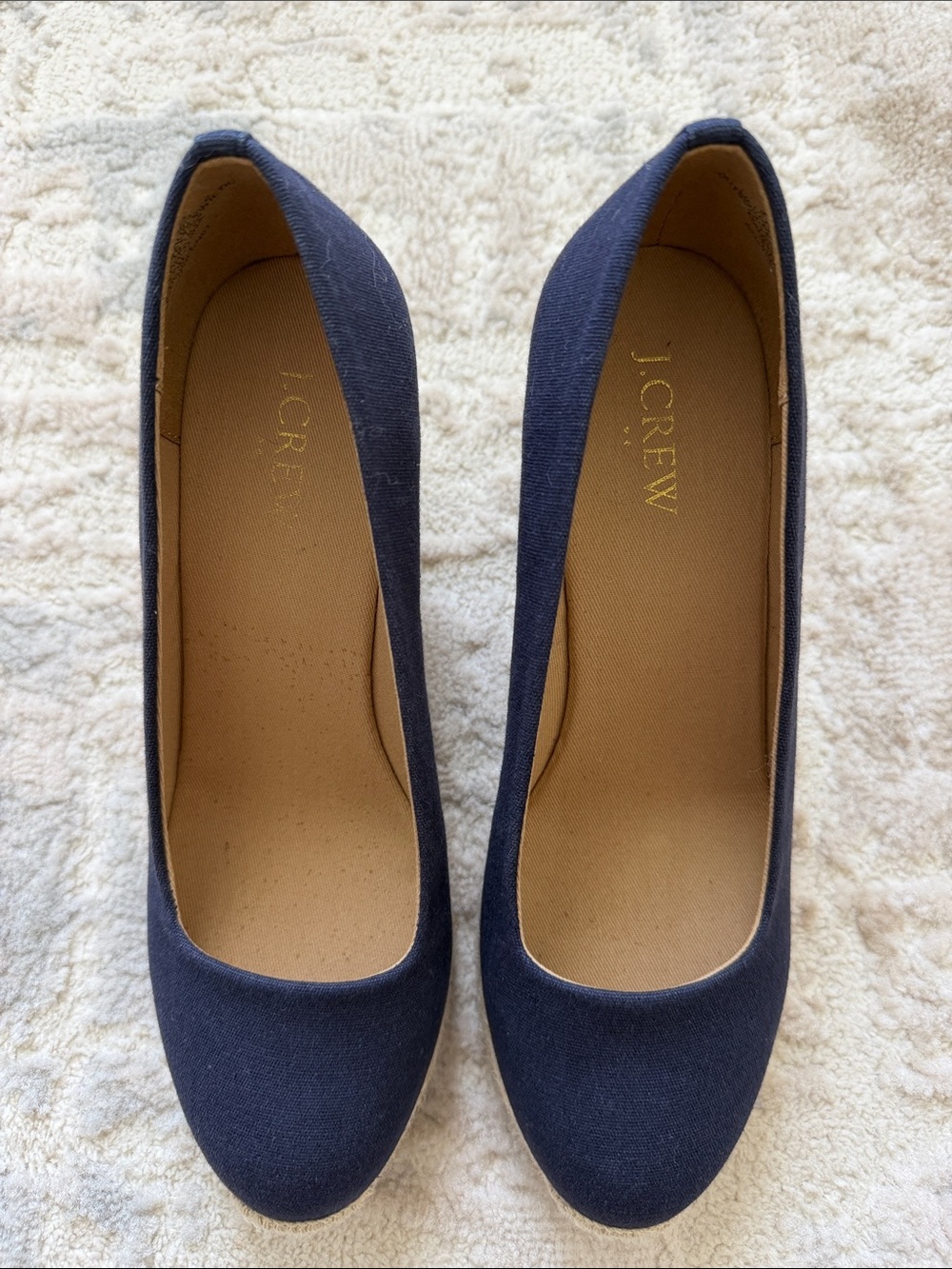 J. Crew Navy Canvas Round-Toe Pumps